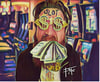 A cartoonish portrait of a slot game reviewer