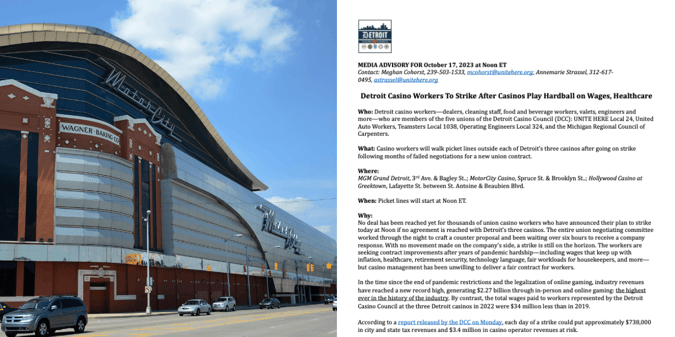Detroit Casino Strike: Parties 'Dollars Apart' In Wage Demands