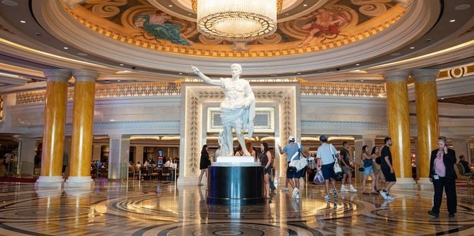 The lobby of Caesars Palace in Las Vegas, home to a statue of Julius Caesar