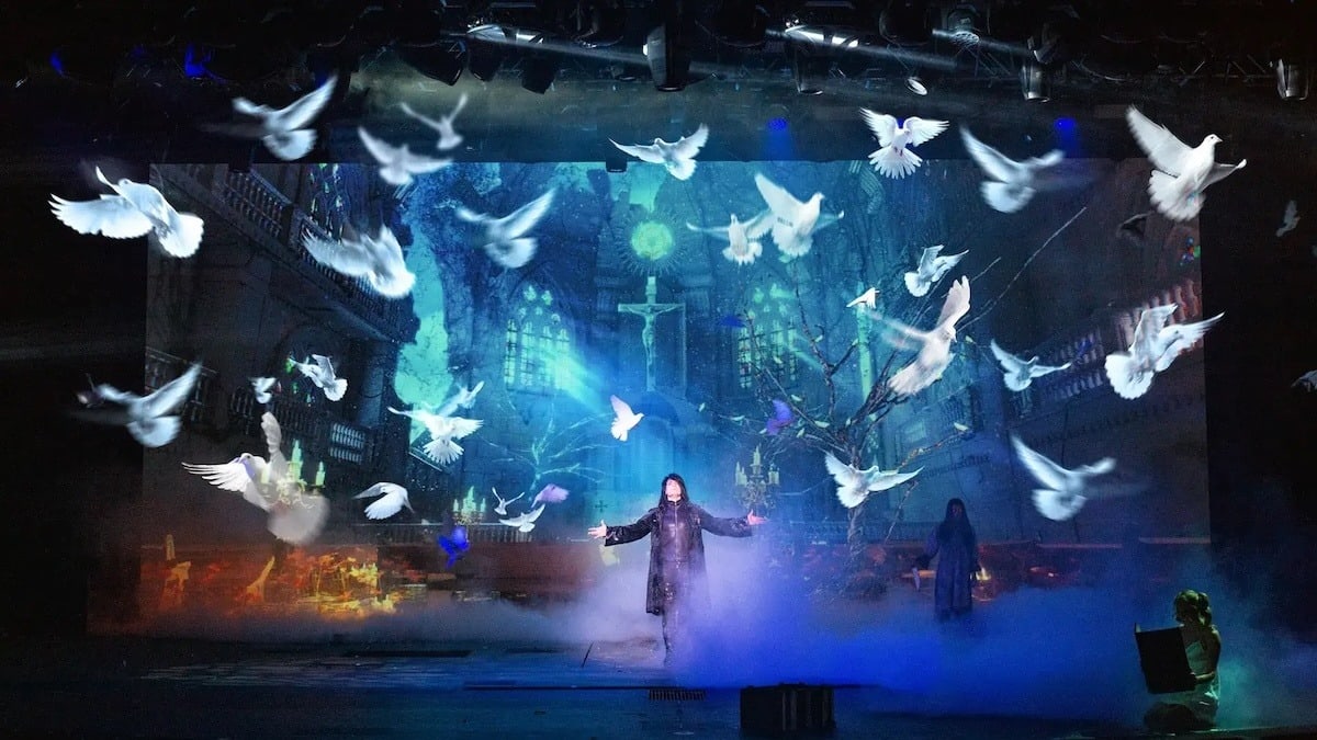 Criss Angel performing a dramatic illusion during Mindfreak at Planet Hollywood