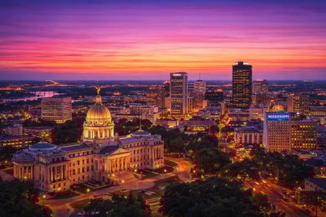 Sunset over Jackson’s downtown skyline