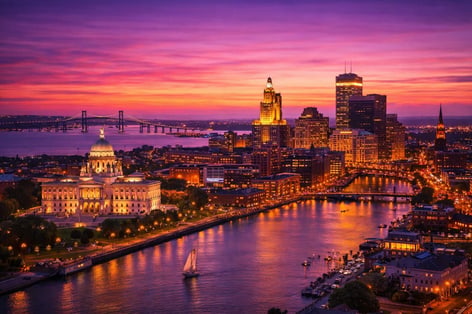 Sunset over Providence’s skyline