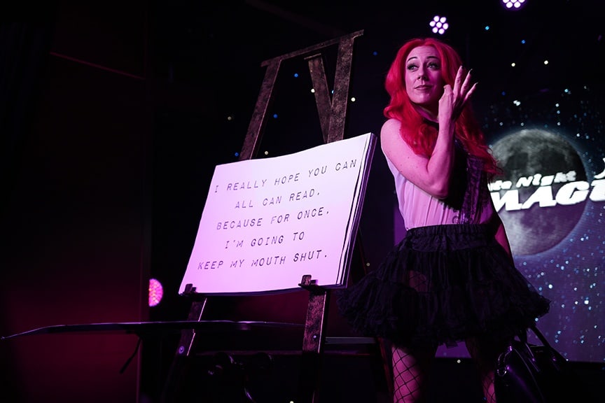A performer during Late Night Magic at The Magician's Room