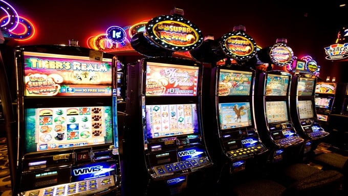 Slot machines at a land-based casino