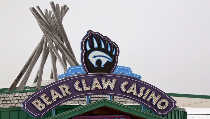 Casino sign at White Bear Indian Reserve in Saskatchewan