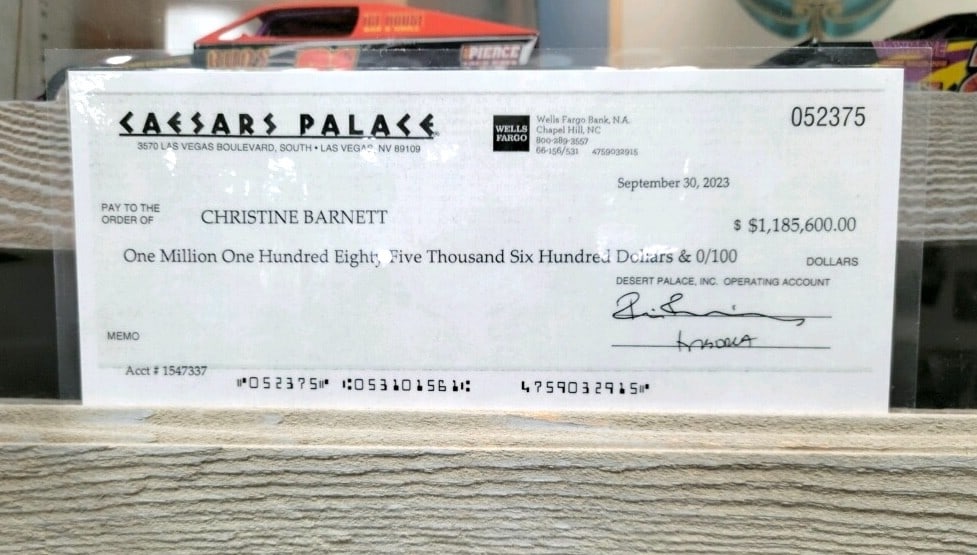 check for $1 million jackpot