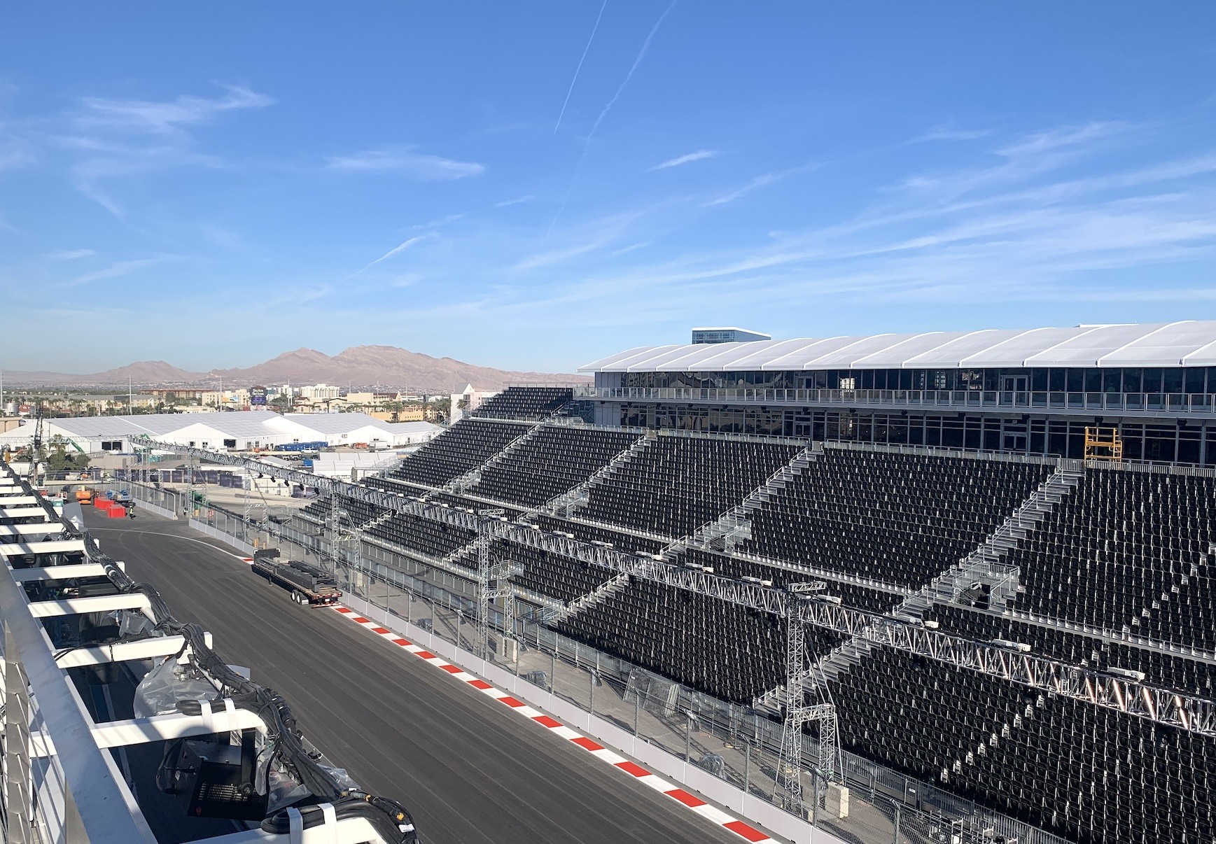 F1 track with Frenchman Mountain in the background
