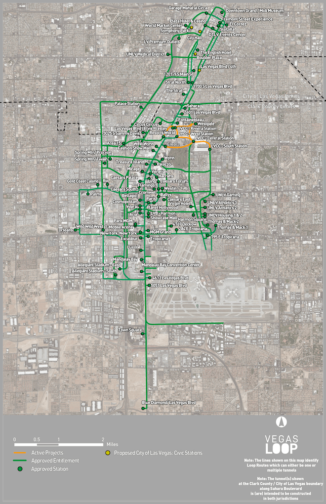 Map of Las Vegas underground tunnel network by Elon Musk’s Boring Company