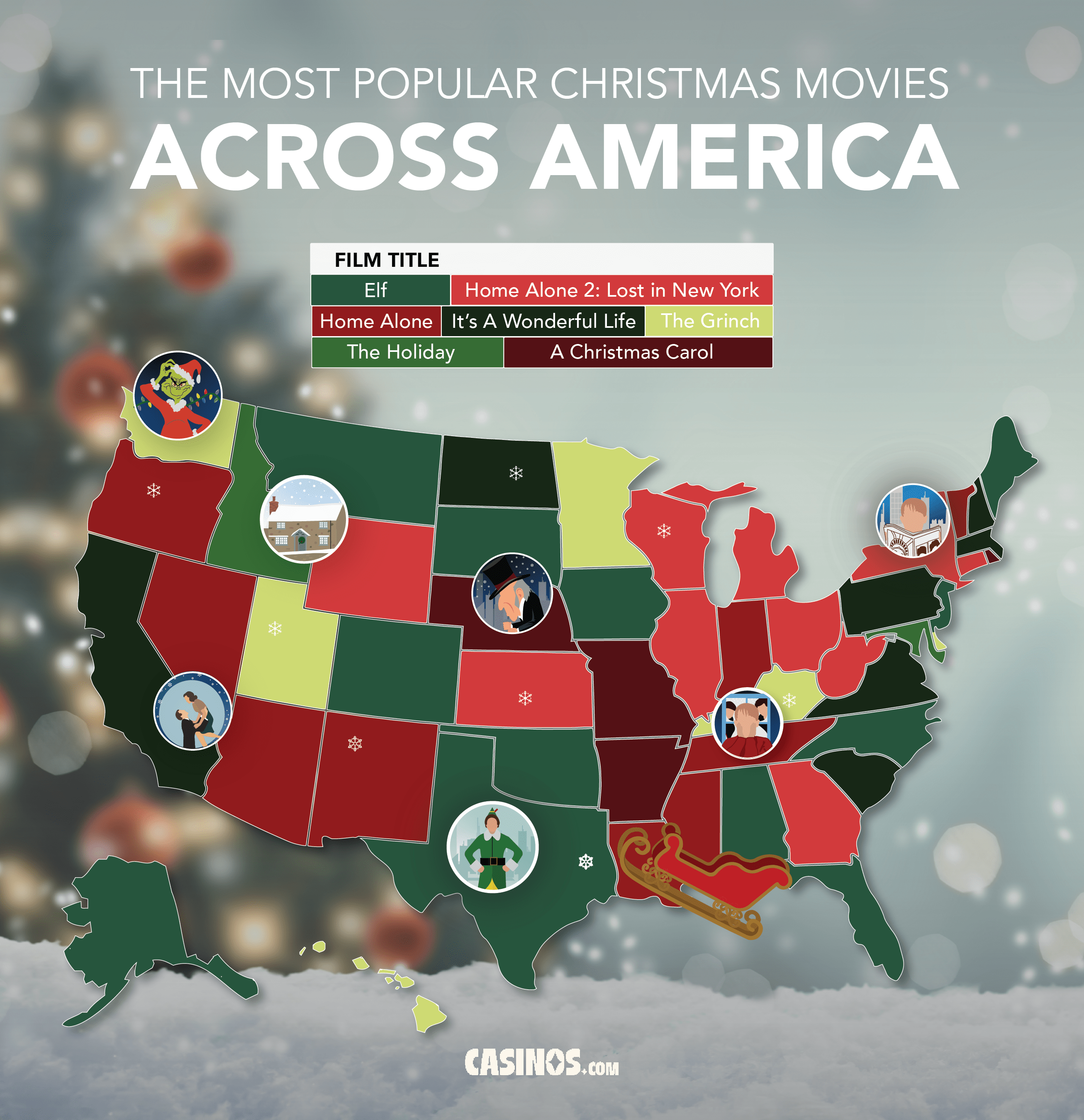Map United States Christmas Movies