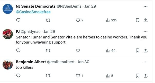 X comments about smoking in New Jersey casinos