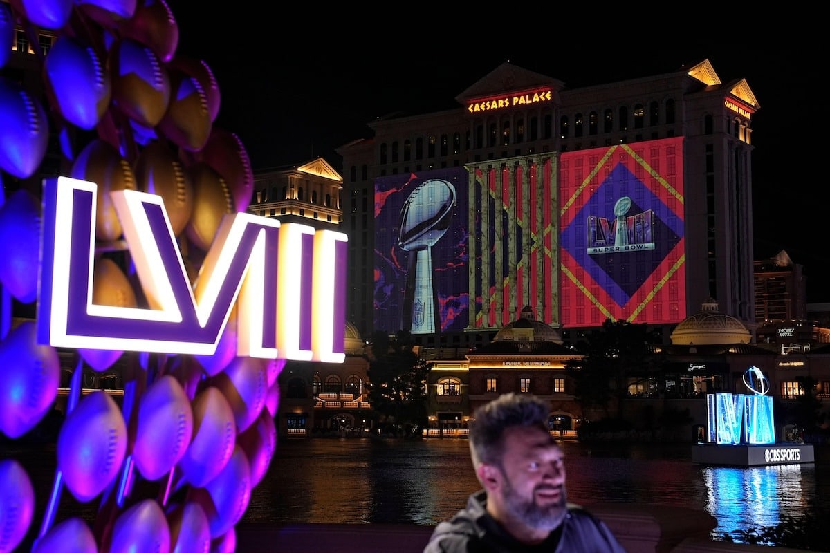 Super Bowl signage outside Bellagio