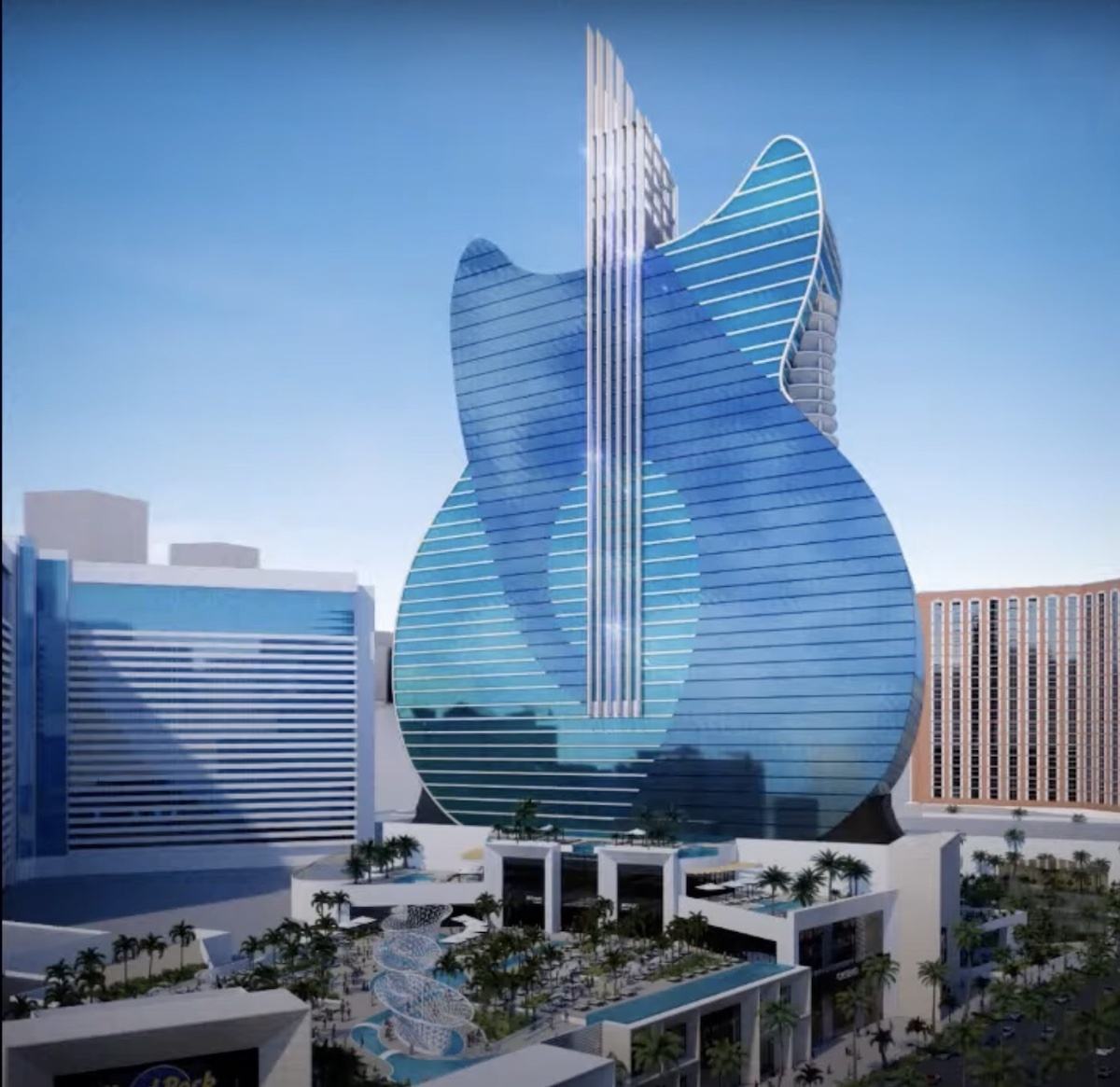 rendering of the pool at the new Hard Rock in Las Vegas