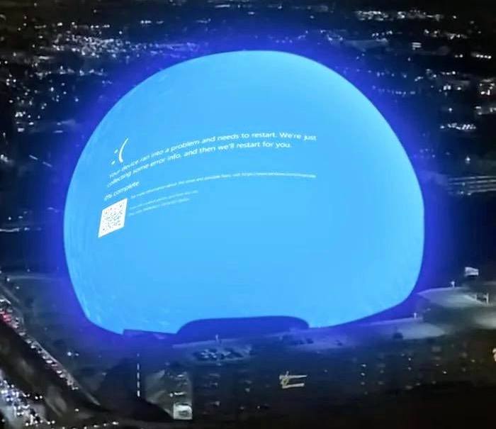 Las Vegas Sphere blue screen of death