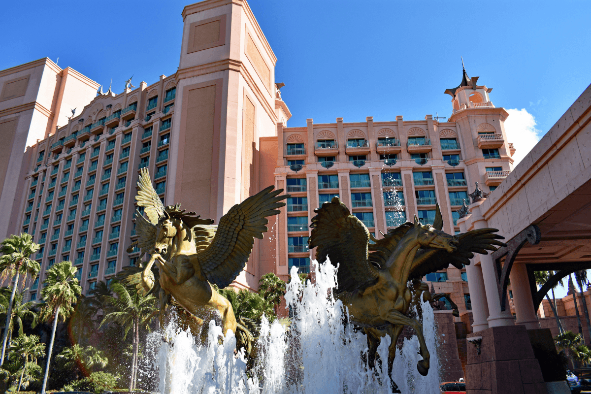 The main entrance to the Atlantis resort on Paradise Island