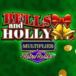 Bells and Holly Multiplier Retro Roller Game Logo