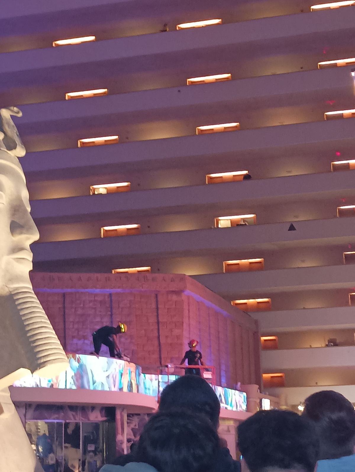 fireman cleaning up death at luxor