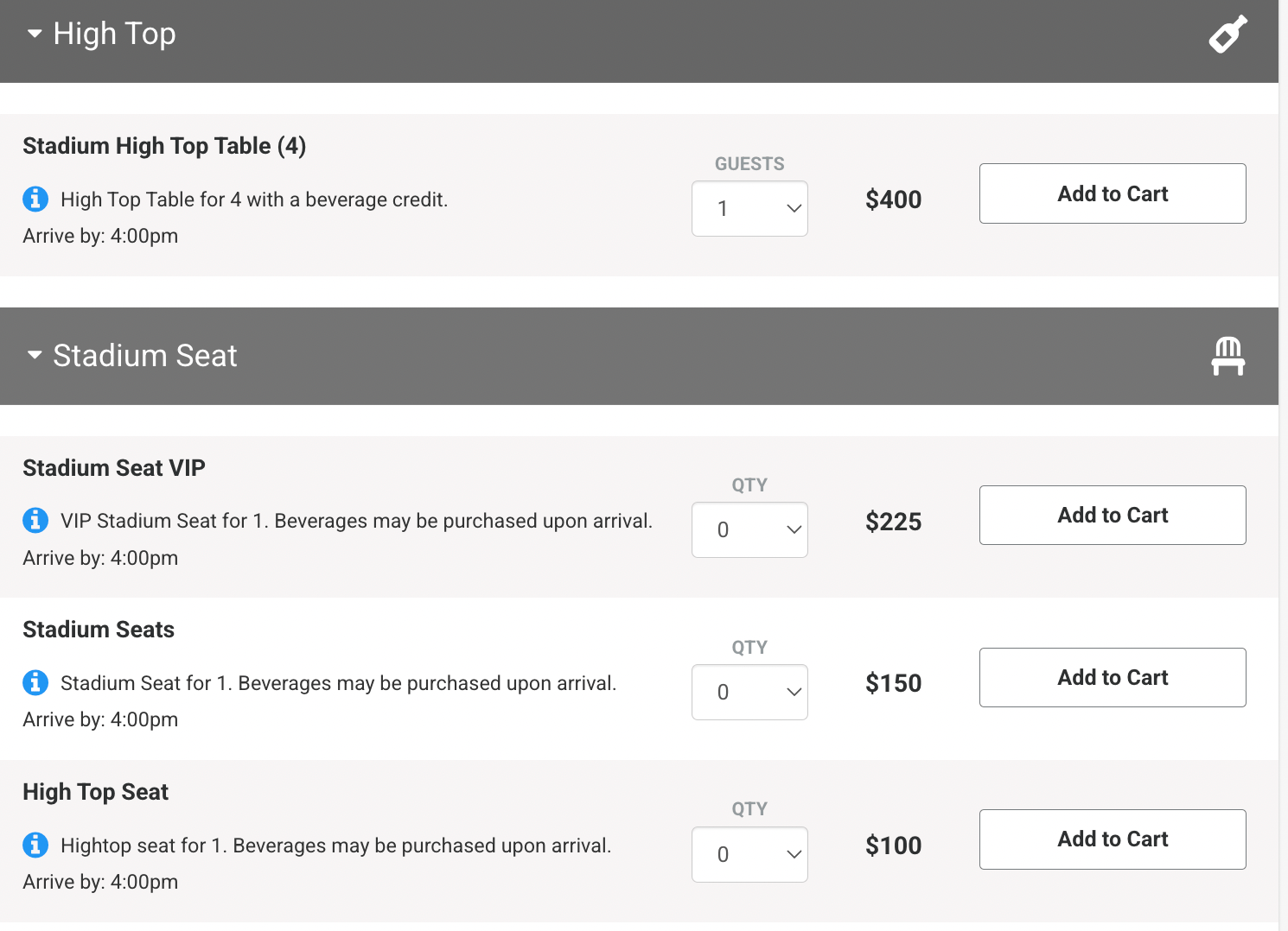 Caesars Super Bowl Seating