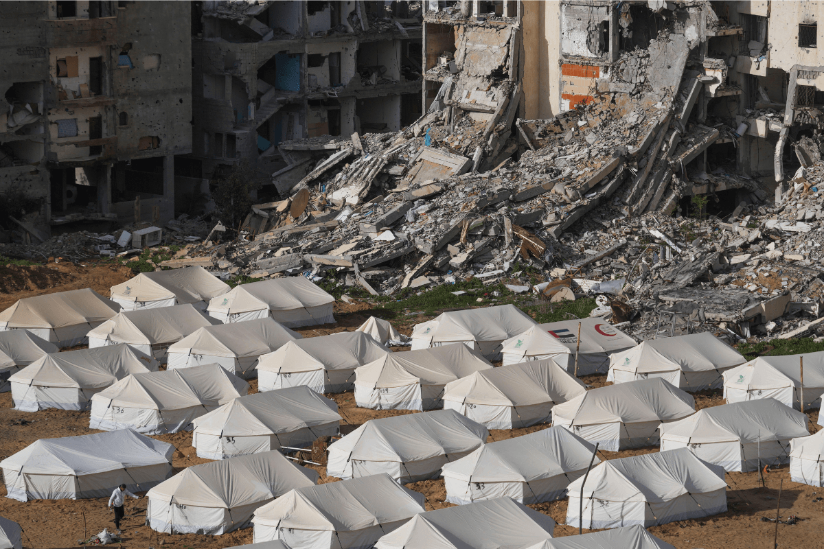 A tent camp for displaced Palestinians