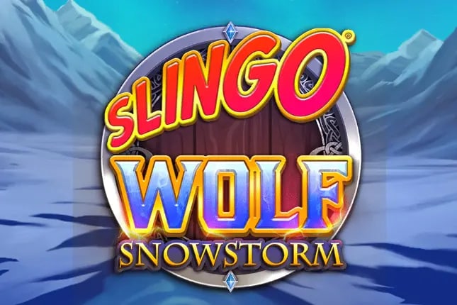 Slingo Wolf Snowstorm Game Logo