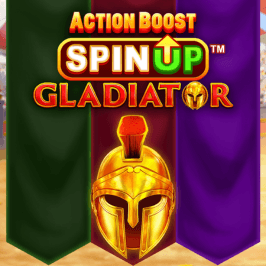 Action Boost SpinUP Gladiator Game Logo
