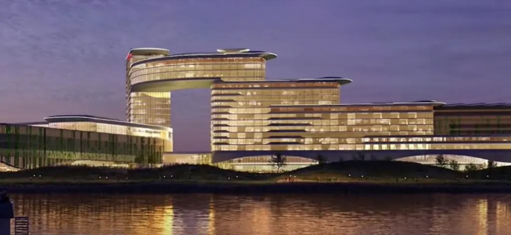 Rendering of Bally’s Bronx casino at Ferry Point Park