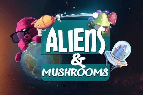 Aliens &amp; Mushrooms Game Logo