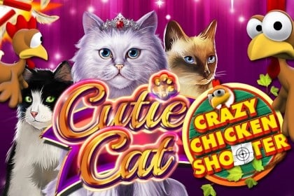 Cutie Cat Crazy Chicken Shooter Game Logo