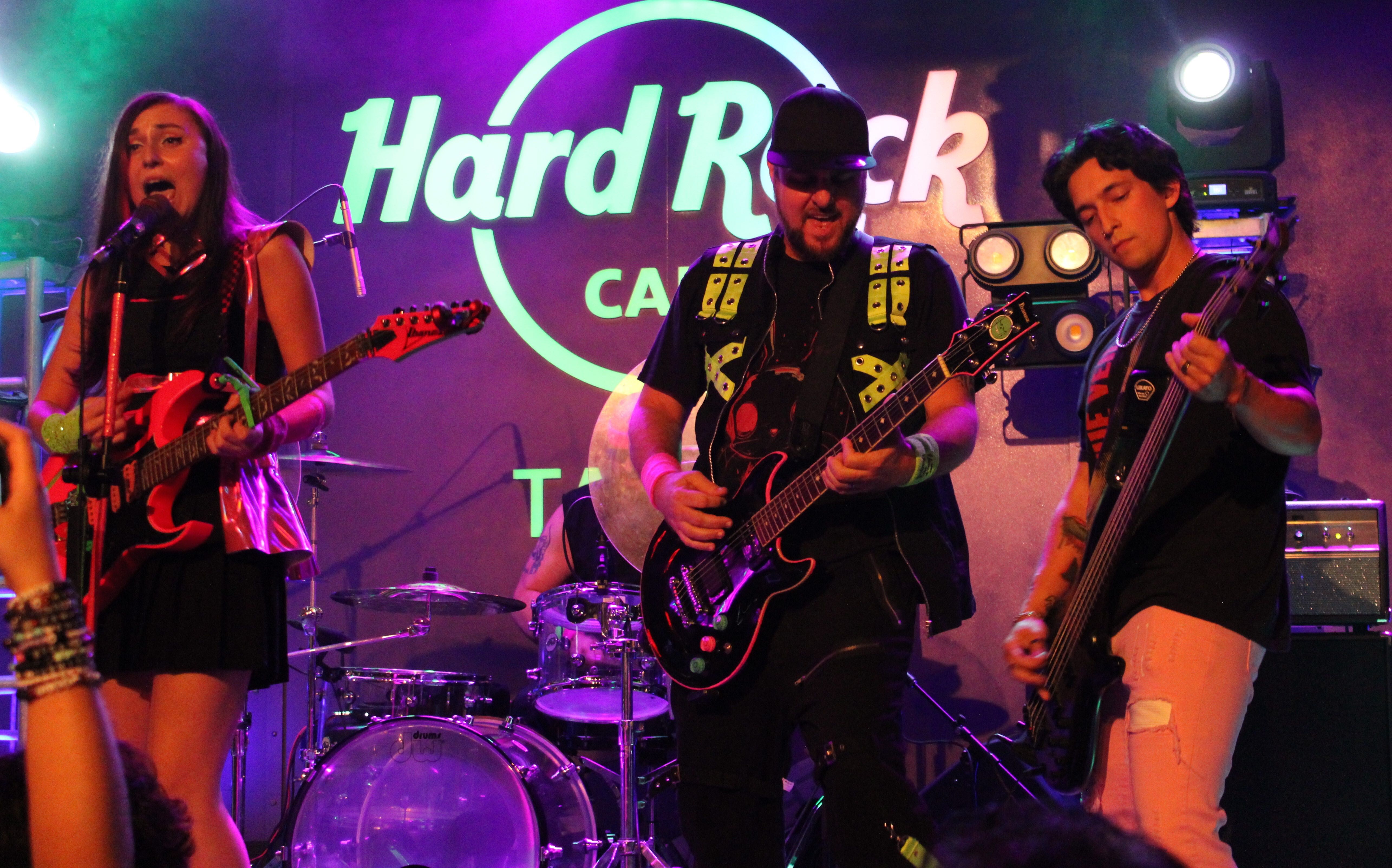 The band Eleni and the Uprising perform onstage at the Hard Rock Café Tampa during the Hard Rock Rising Battle of the Bands.