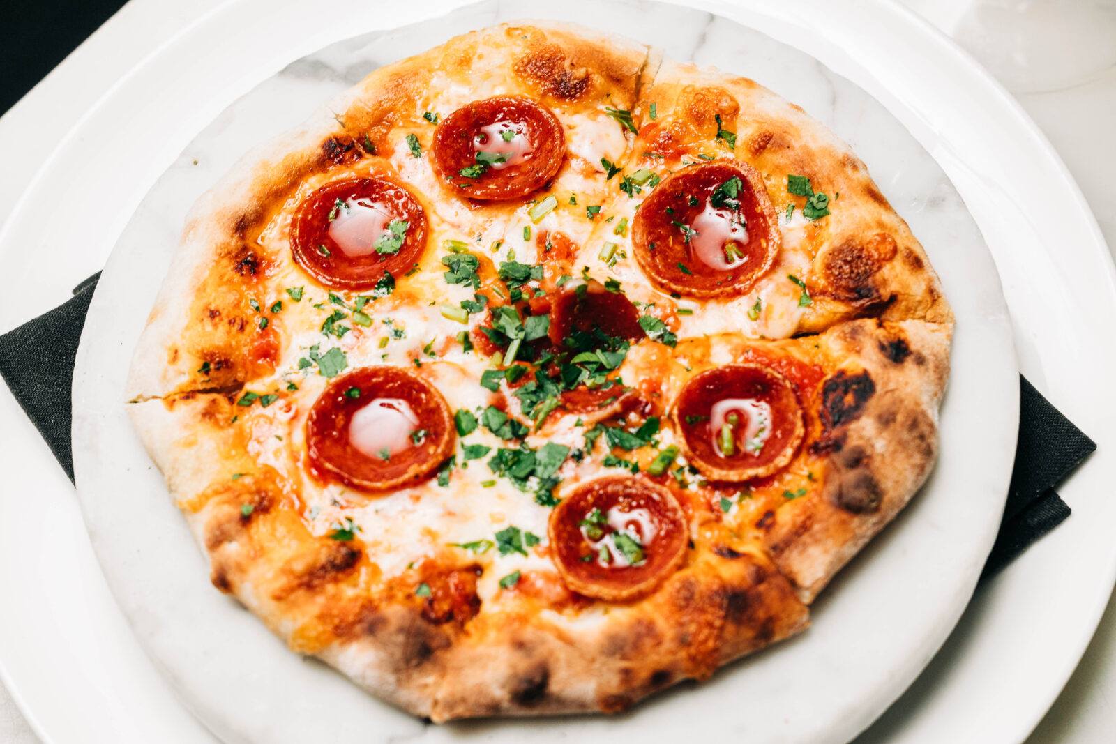 Pepperoni pizzette at RPM Italian at the Forum Shops at Caesars Palace