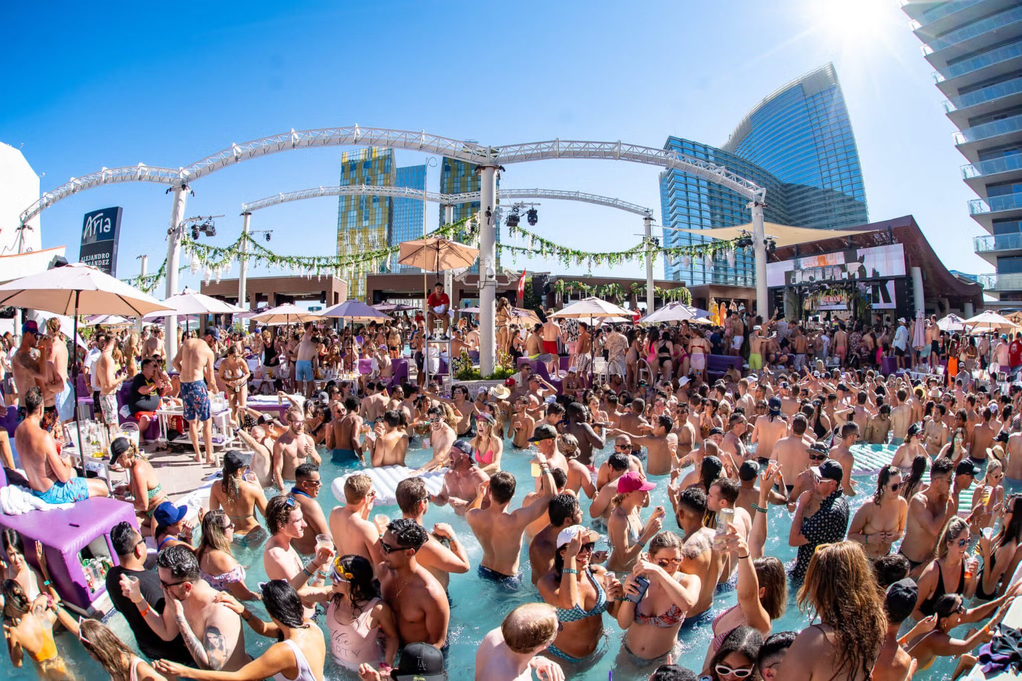 Crowds party in the pool at Marquee Dayclub at The Cosmopolitan in Las Vegas.