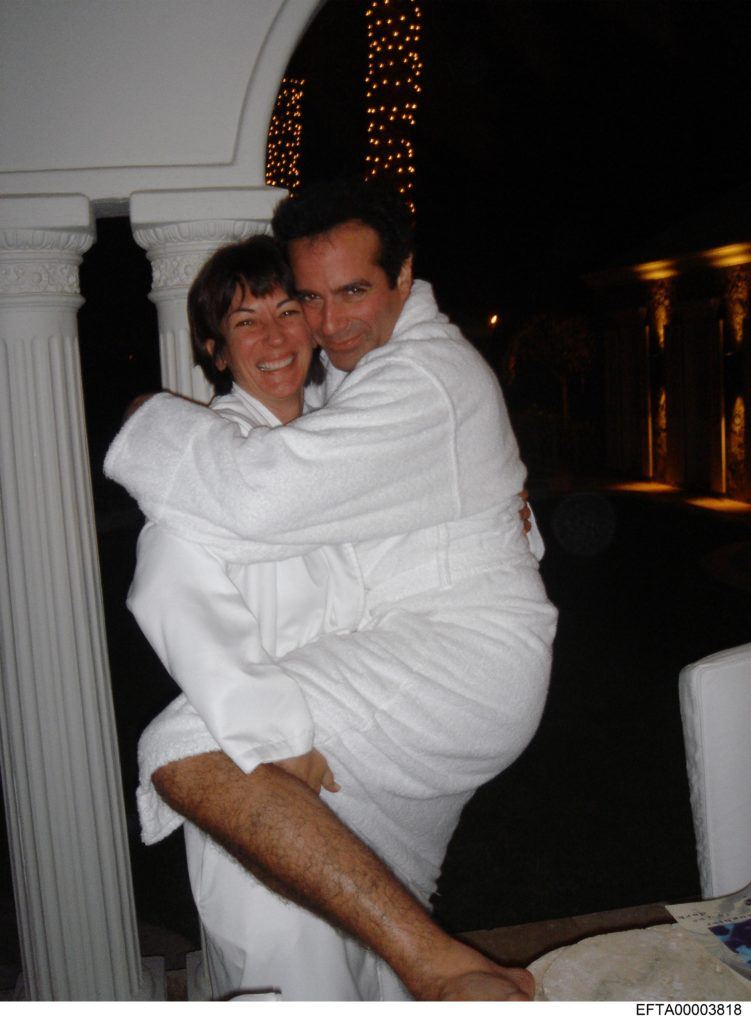 Magician David Copperfield is pictured hugging Ghislaine Maxwell