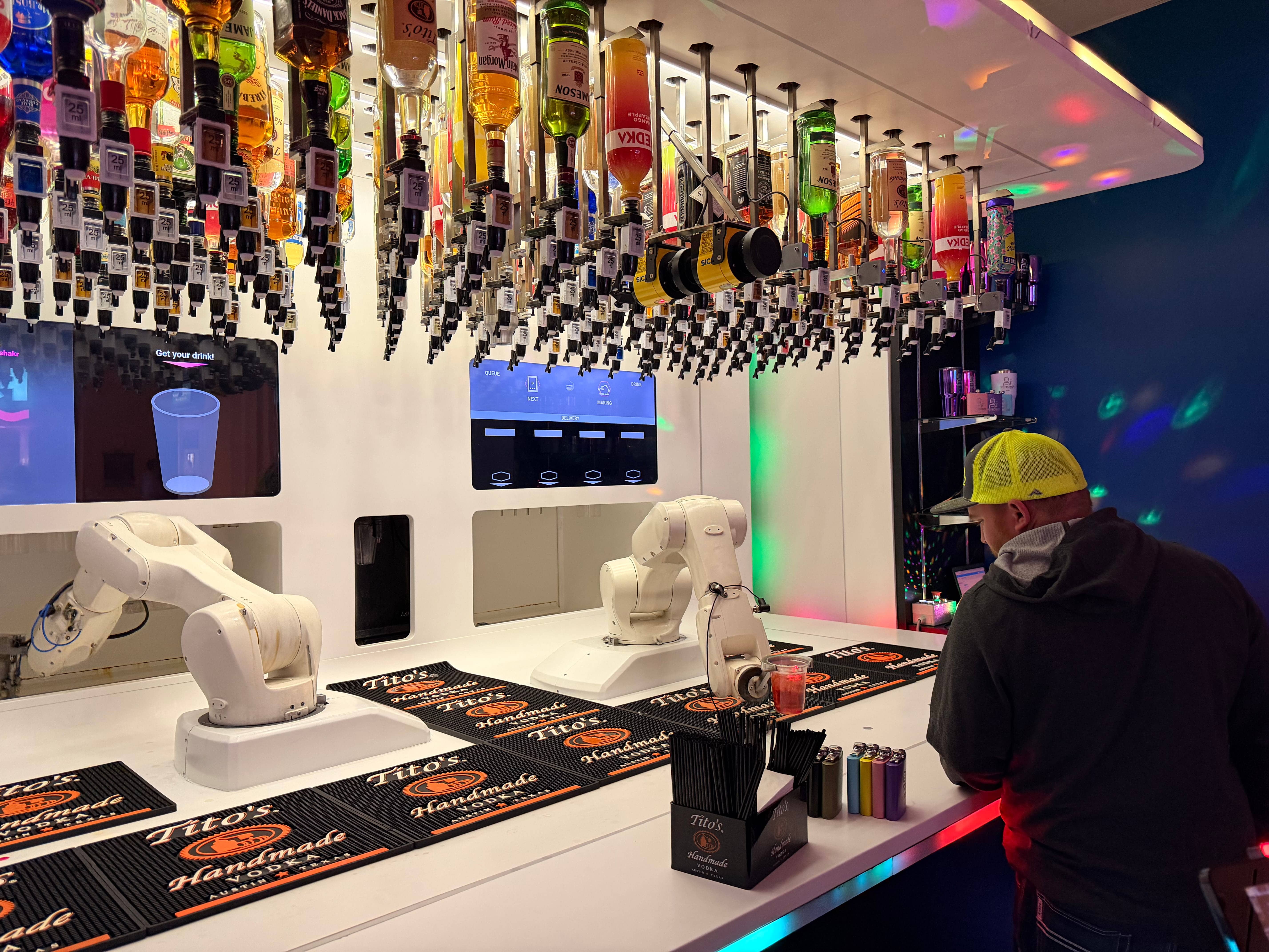 Someone waiting for a drink at Tipsy Robot bar