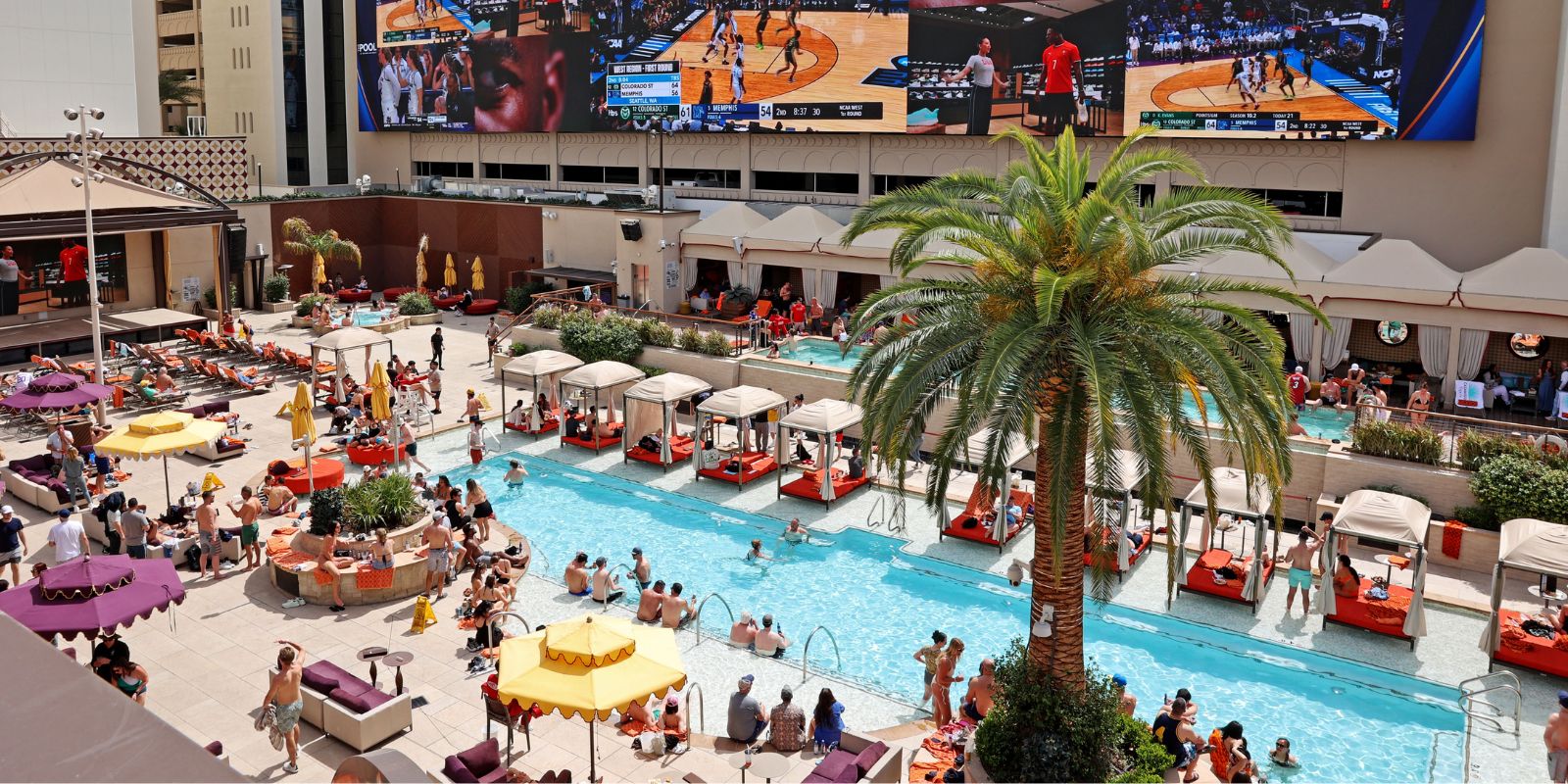 The free pool at the Sahara Hotel and Casino on the Las Vegas Vegas Strip.