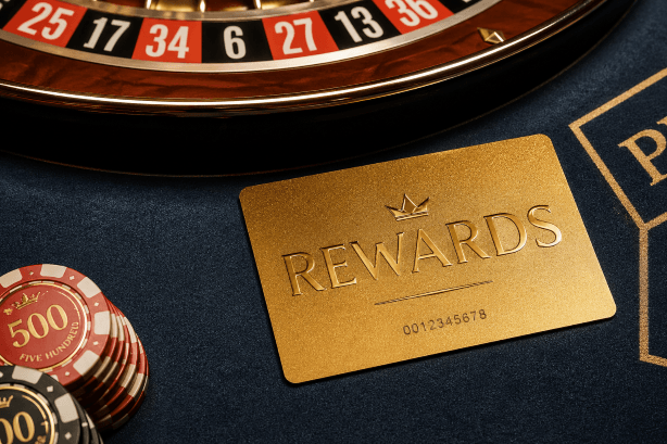 Casino Rewards Card Resting on a Roulette Table