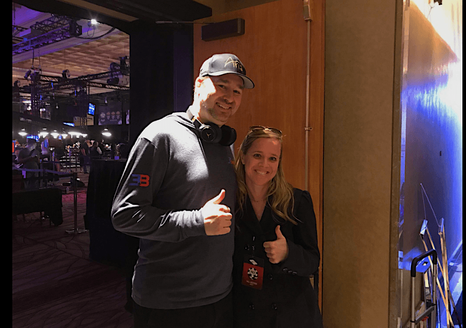 Christina Bradfield standing with Phil Hellmuth