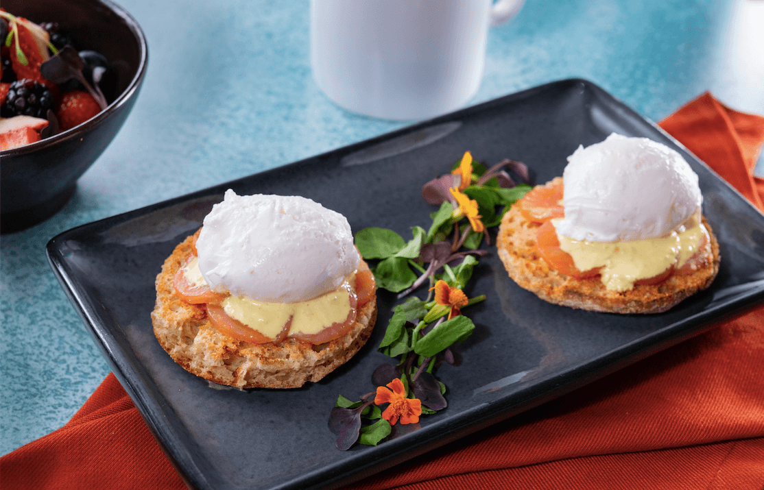 Smoked salmon eggs benedict from Truth and Tonic wellness cafe at Canyon Ranch Spa inside the Venetian.
