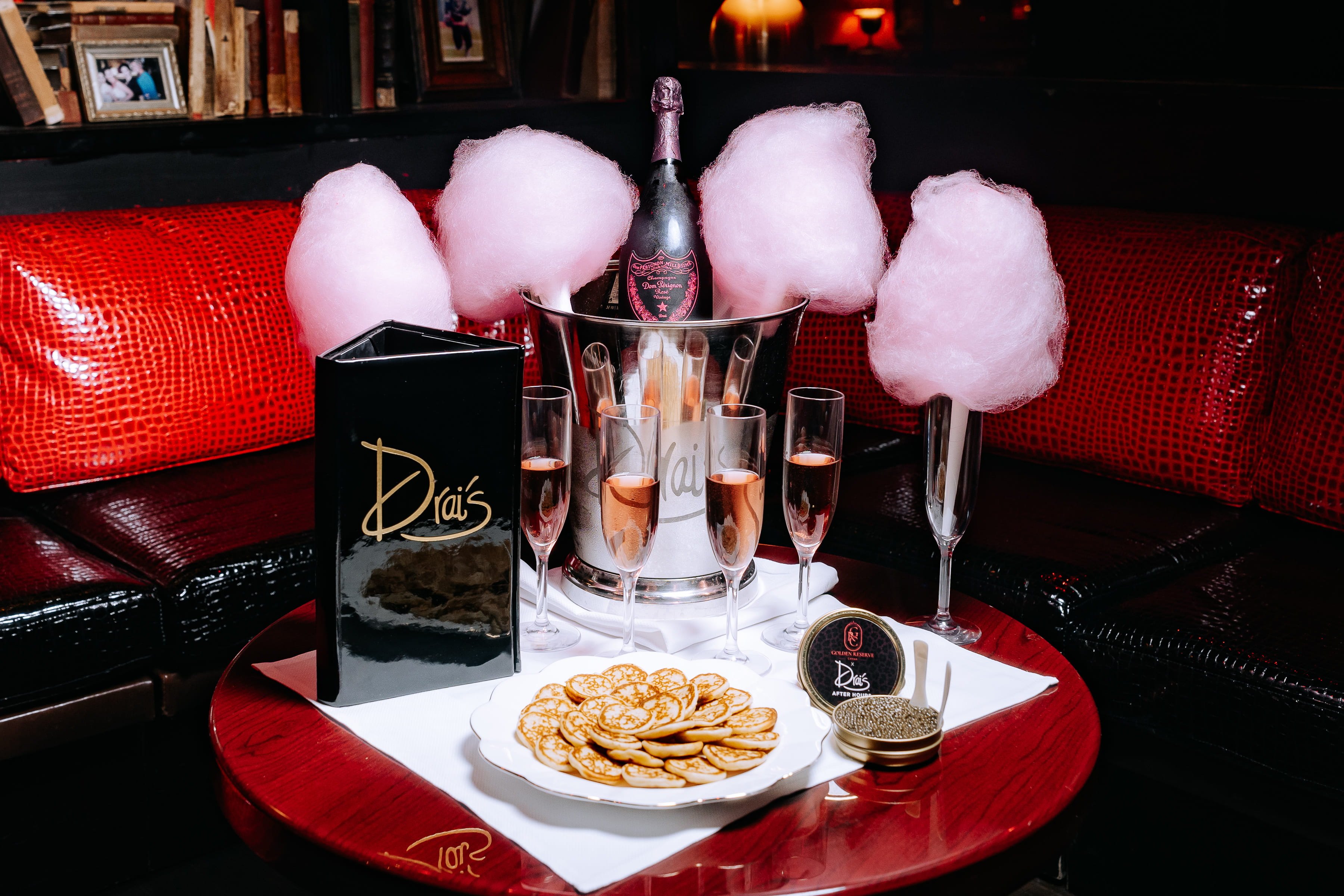 Cotton candy, champagne, and caviar at Drai's After Hours.