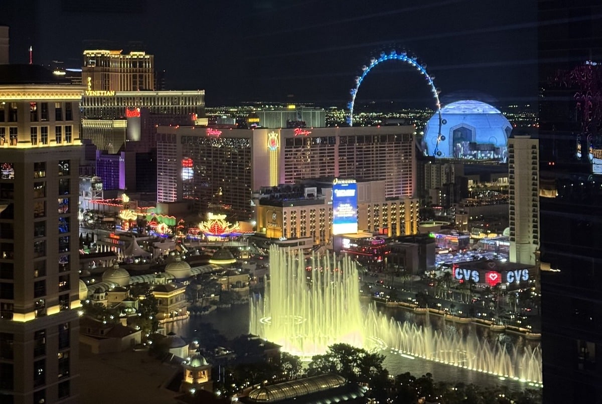 View of the Bellagio Fountains from Vdara.