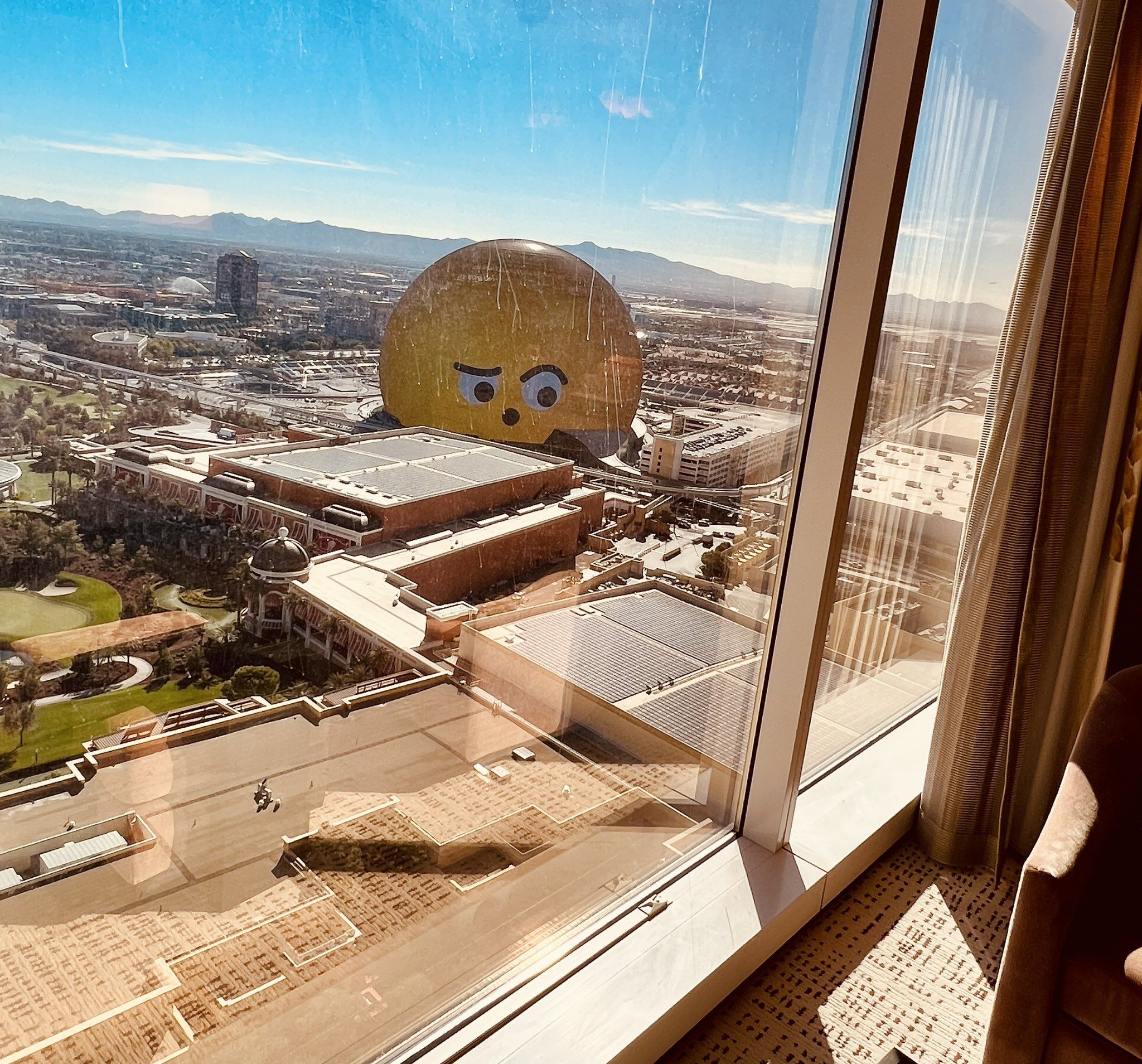 View of Orbi on the Sphere in Las Vegas from a Wynn Tower Suite room.