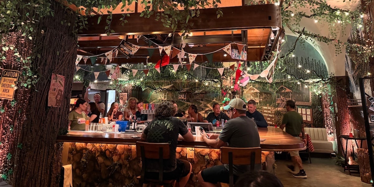 The interior of the bar at Camp Palms inside Palms Caisno.