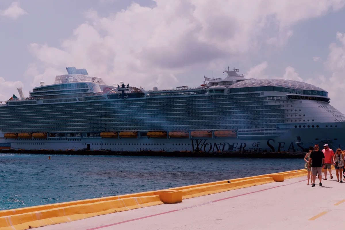 Royal Caribbean's Wonder of the Seas cruise ship sailing on the ocean