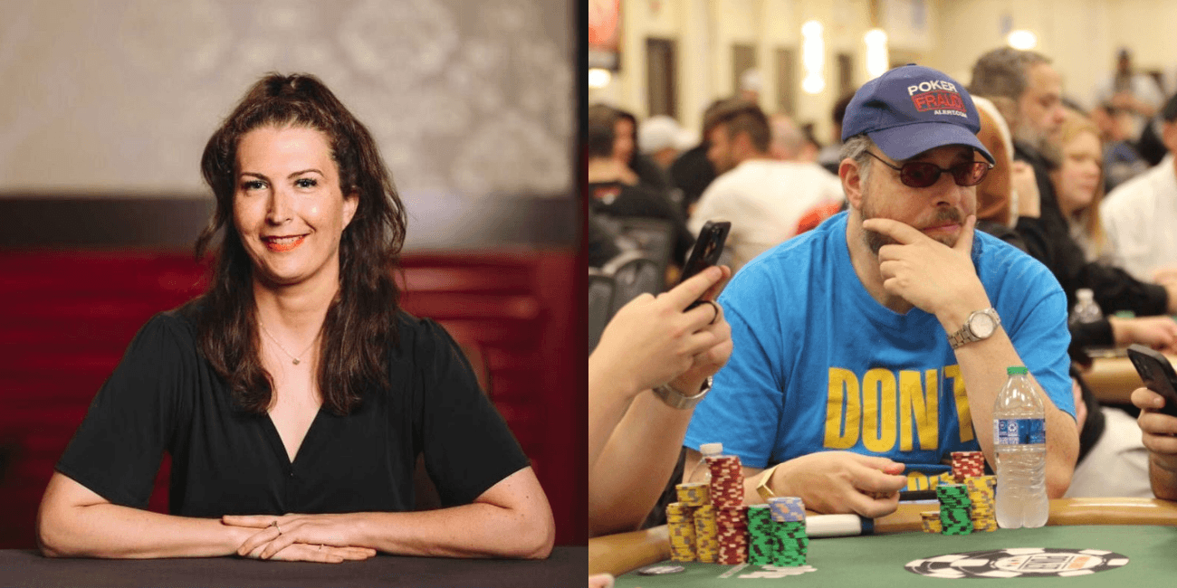 Katie Stone on the left and Todd Witteles on the right, two professional poker players.
