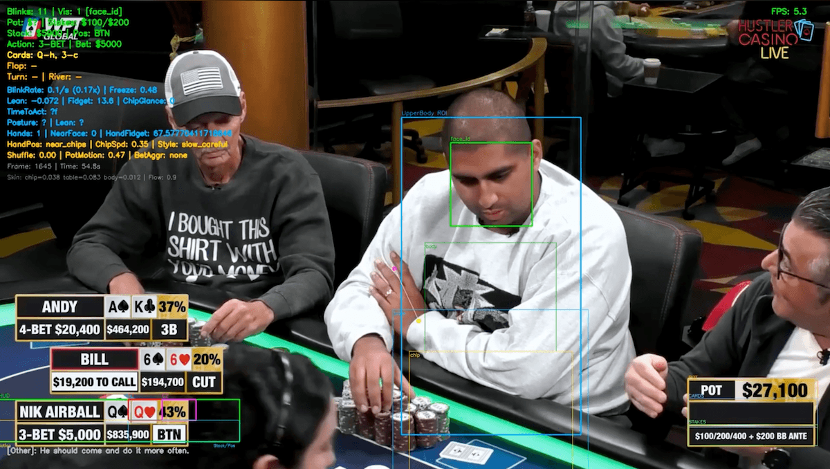 The interface of the AI Poker Tells app that Luke Geel created.