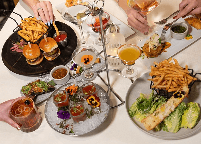 Scotch 80 Prime's girl dinner menu setup inside Palms Casino Resort in Las Vegas