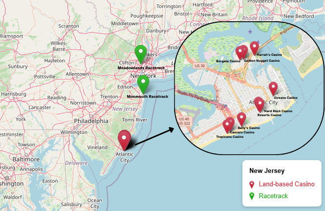 New Jersey Casinos map