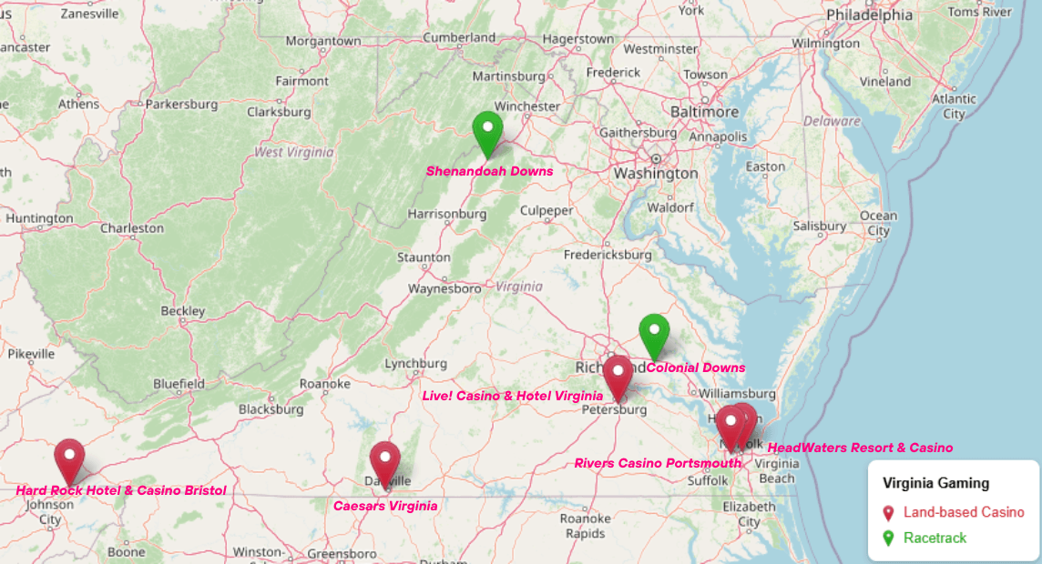Virginia Casino map